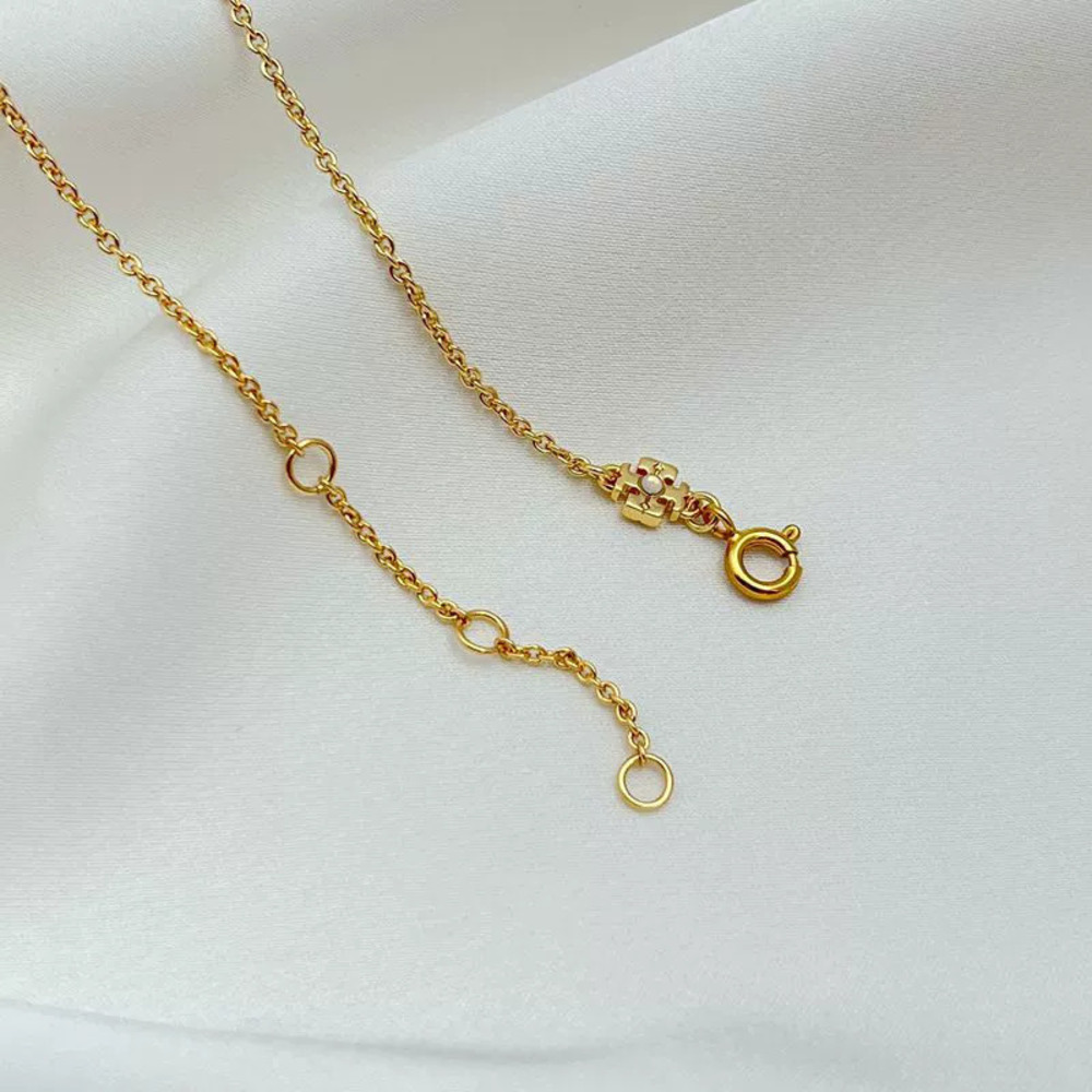 Tory Burch Gold Plated Geometric Round Openwork Letter Rope Edge Rhinestone - Picture 3 of 7